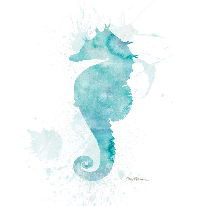 watercolor silhouette ~ seahorse