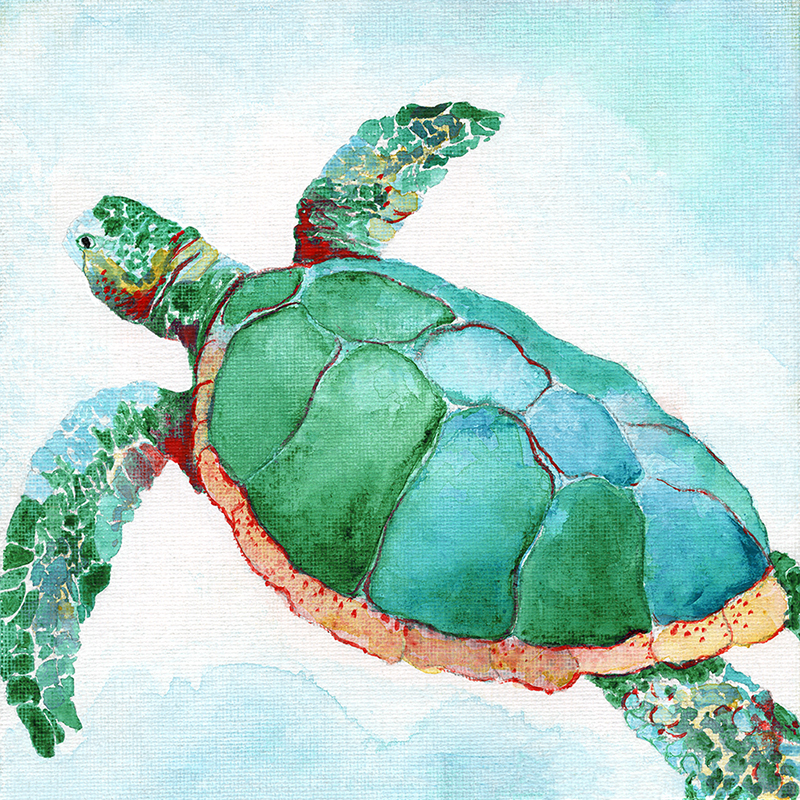 tropical watercolor ~ green turtle 02