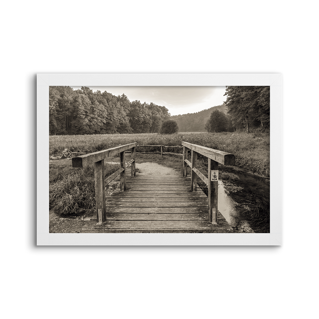 wooden bridge over a small creek