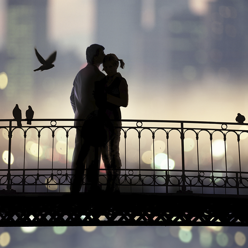 romantic bridge silhouette