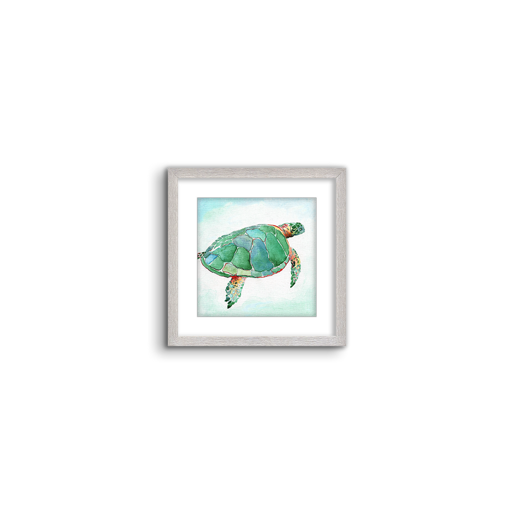 tropical watercolor ~ green turtle 01