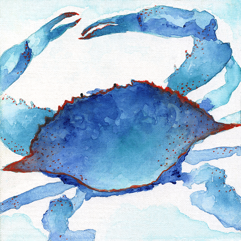 tropical watercolor ~ crab